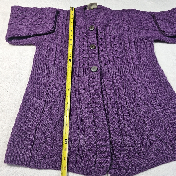 Kilronan Knitwear Purple Merino Wool Cardigan Sweater Size M - Picture 9 of 9